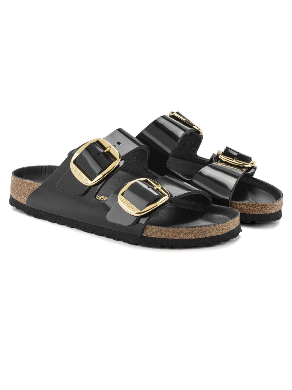 New Birkenstock Big Buckle High Shine Black Sandals Size EU 38 US 7